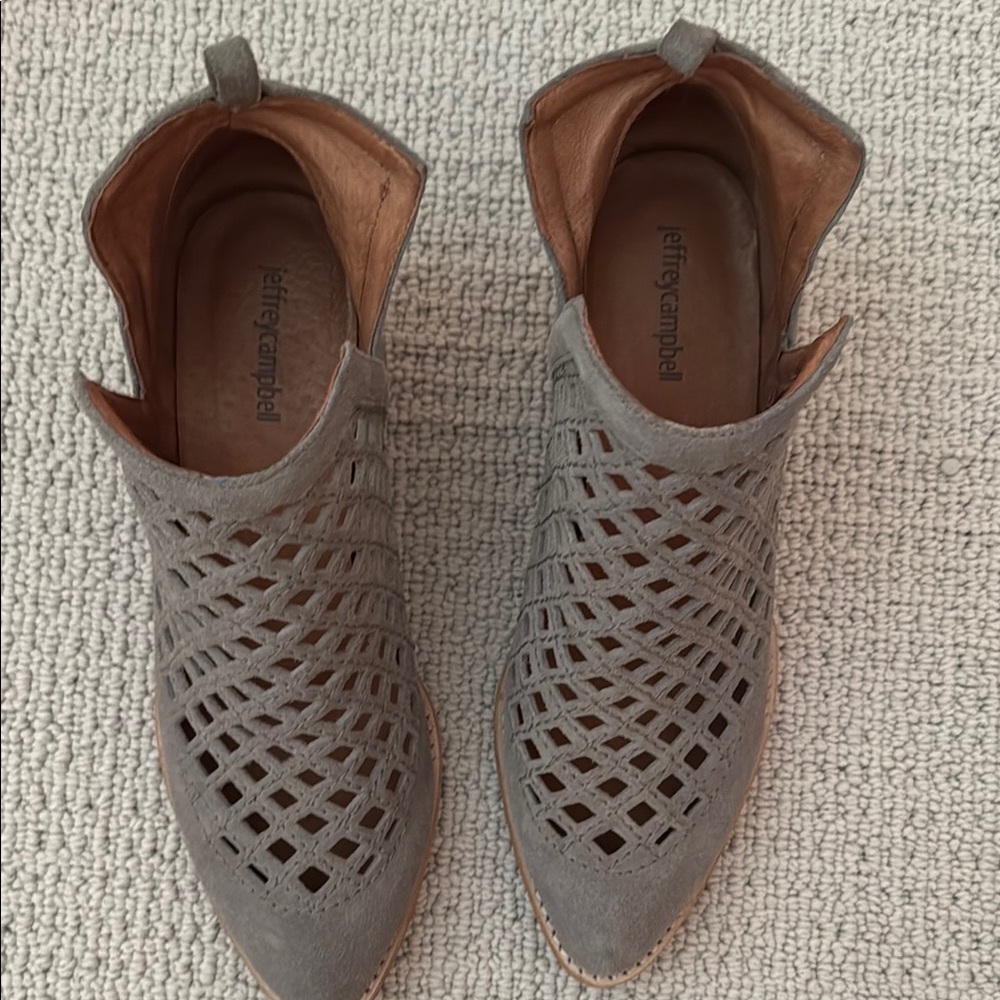 Jeffrey Campbell Gray open stich booties